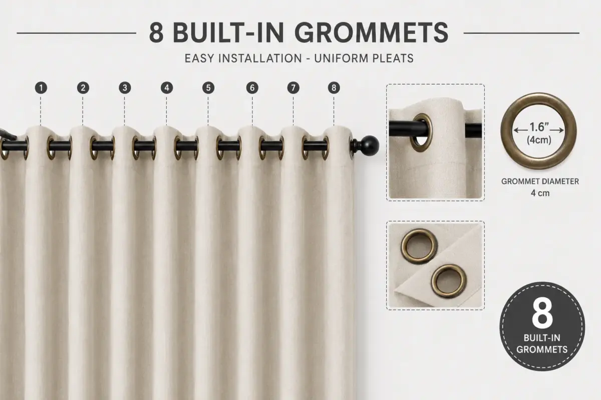 Blackout Eyelet Curtain 140x270 cm, Model 70060 Blackout Eyelet Curtain 140x270 cm, Model 70060