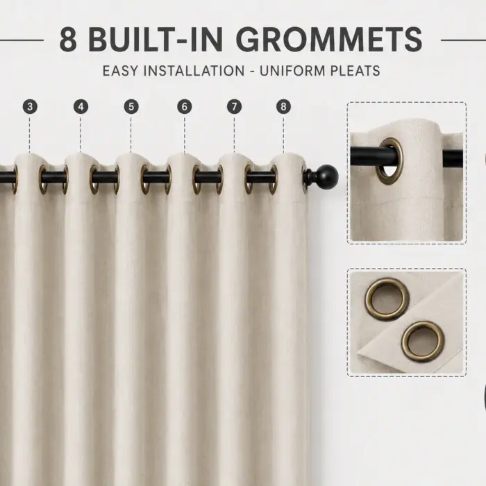 Blackout Eyelet Curtain 140 × 270 cm, Model 50117