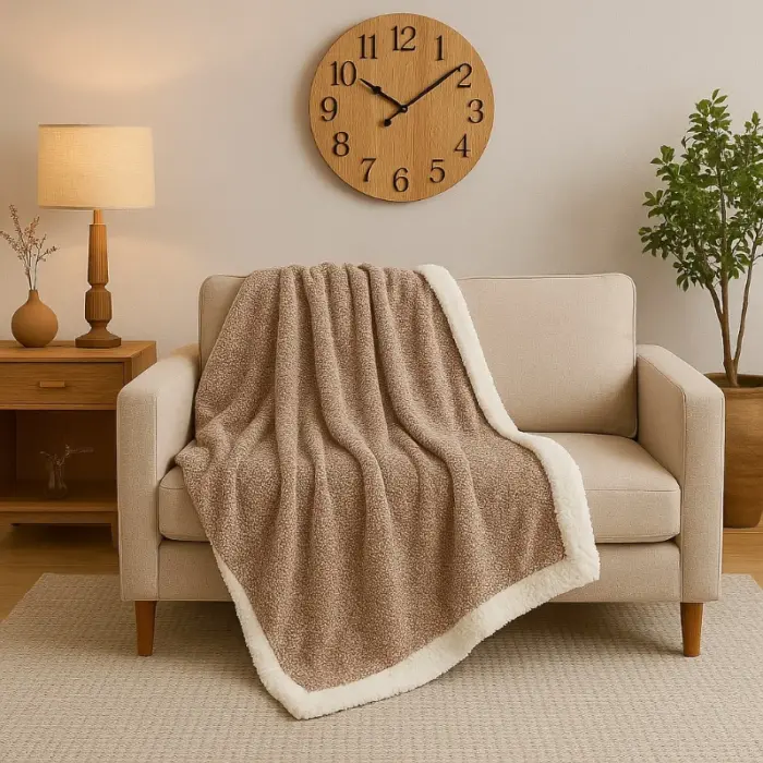 Flannel Sherpa Throw Blanket 125 × 150 cm