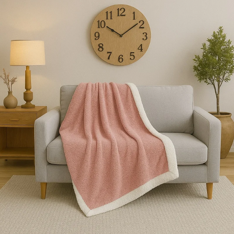Flannel Sherpa Throw Blanket 125 × 150 cm