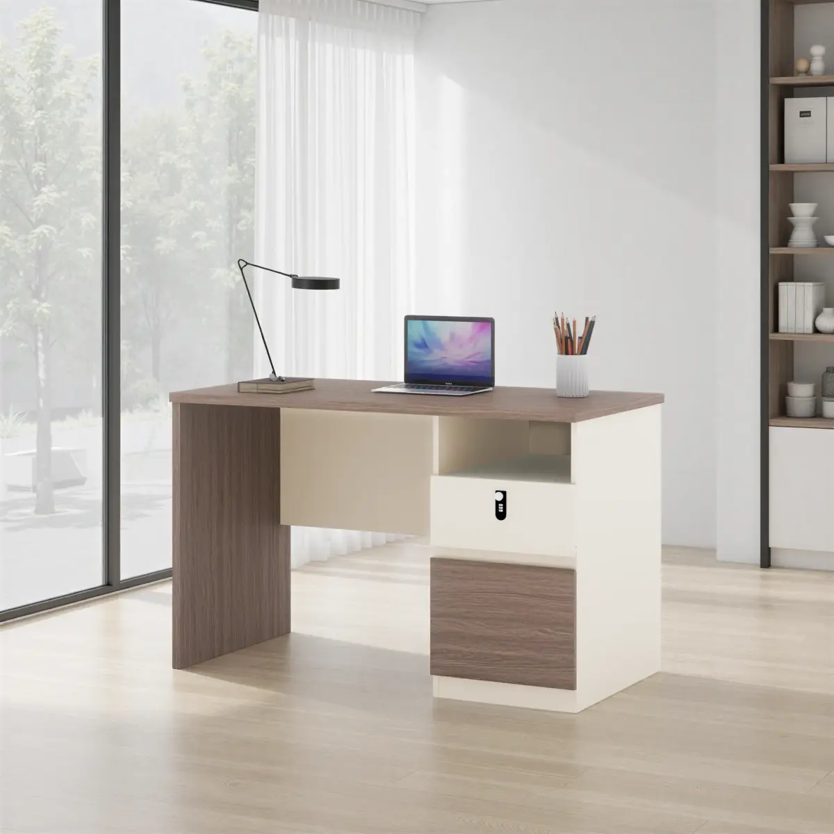ST05-1206 HU OAK+WH NATHOR Office Desk