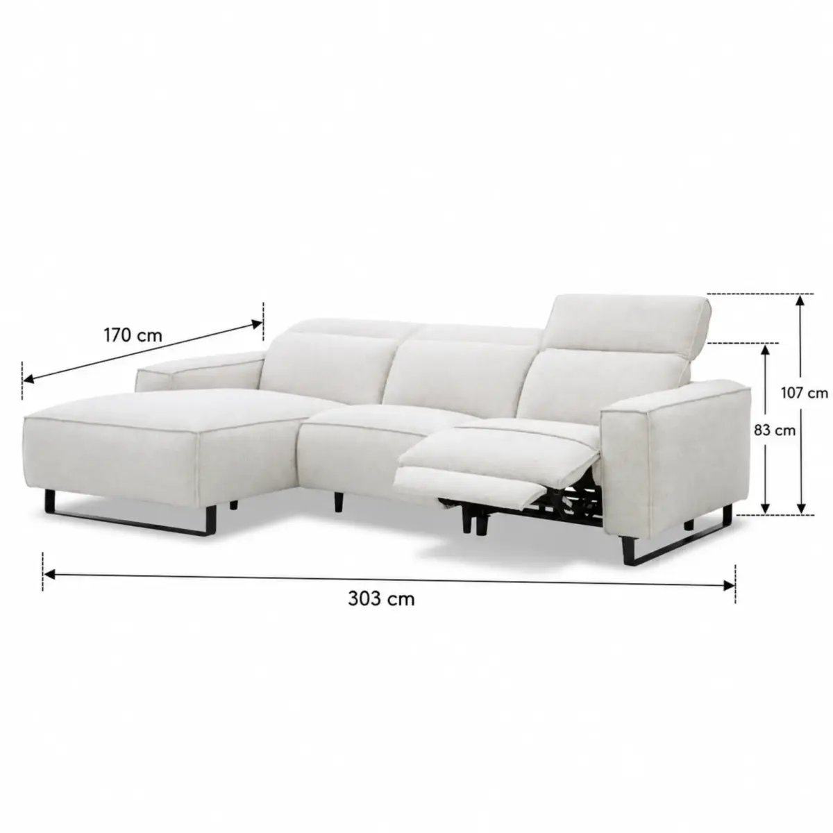 Beige Sectional Sofa Dimensions (1) SABADELL Left Side Recliner Corner Sofa