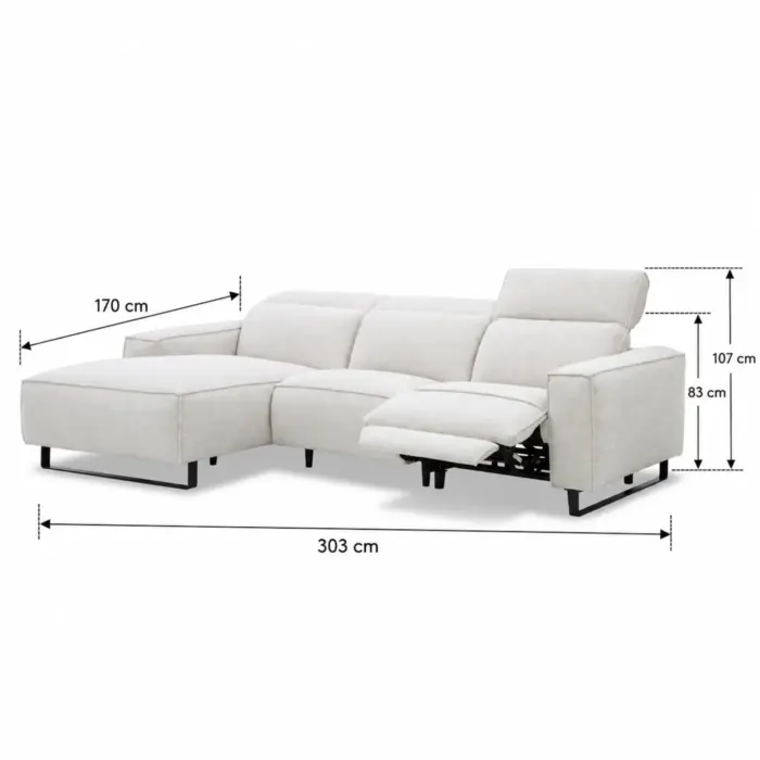 Beige Sectional Sofa Dimensions (1) SABADELL Left Side Recliner Corner Sofa