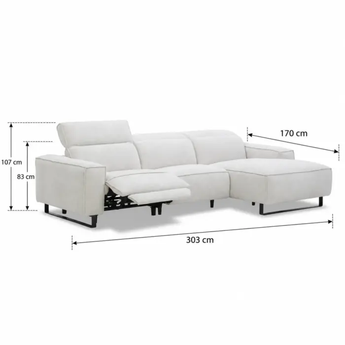 SABADELL Right Side Recliner Corner Sofa