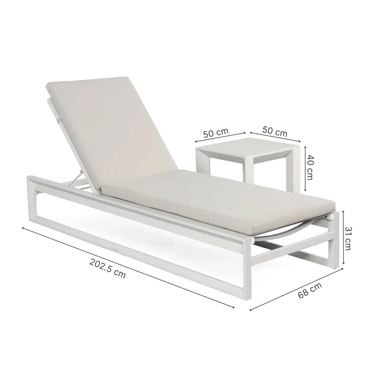 BELLEVUE Sunbed with Side Table
