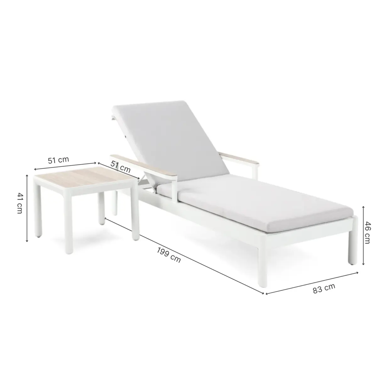 CAYMAN Sunbed with Side Table